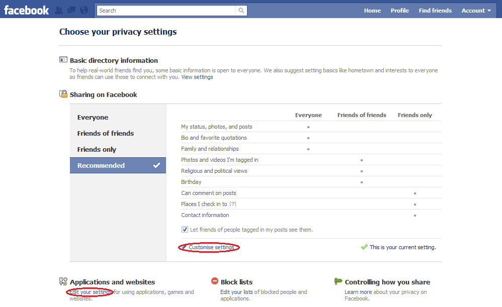 Privacy Settings