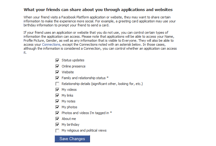 What your friends can share about you