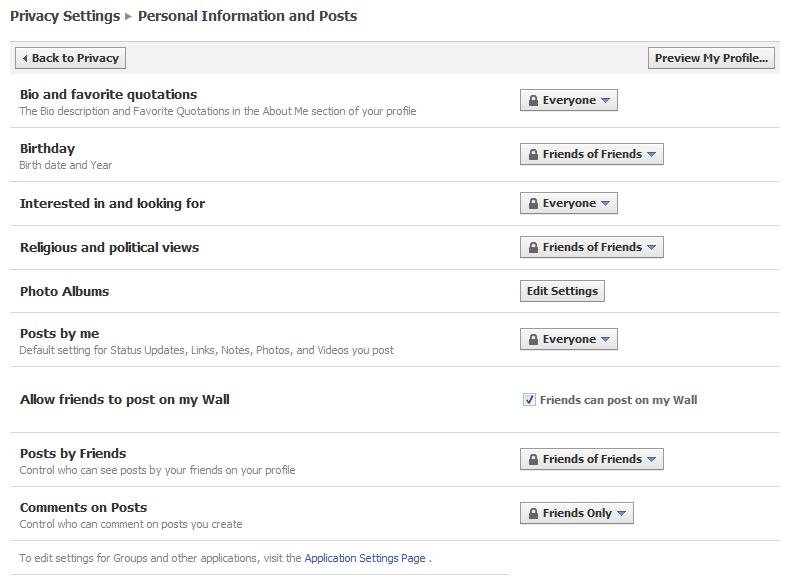 Personal Information & Posts
