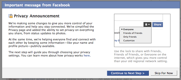 Privacy Update December 2009 Welcome Screen
