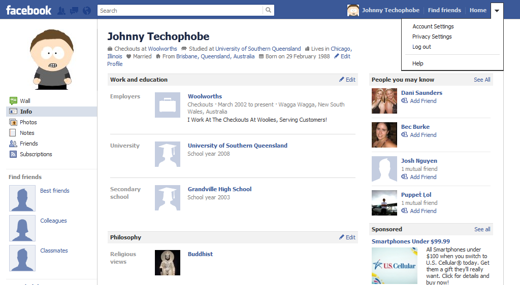 Privacy Settings Step 1