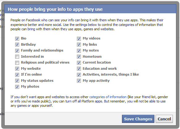 Privacy Settings Screen