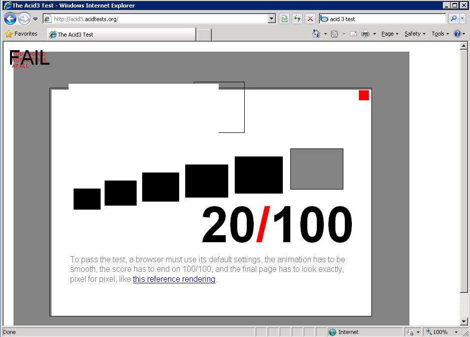 Internet Explorer 8 - Acid3 Test