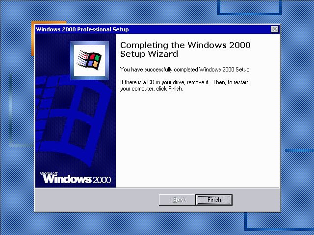 Windows 2000 Setup - Setup Finished
