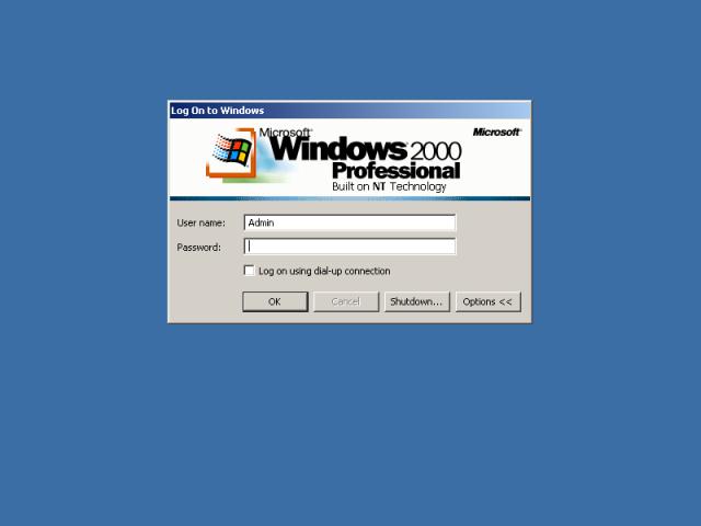 Windows 2000 Setup - Logon Screen