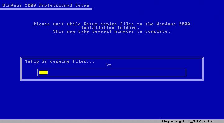 Windows 2000 Setup - Copying Files