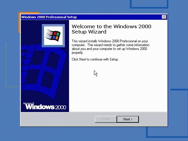 Windows 2000 Setup - Welcome To Graphical Setup