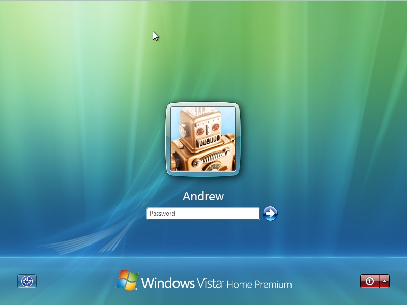 Windows Vista Setup - Logon Screen