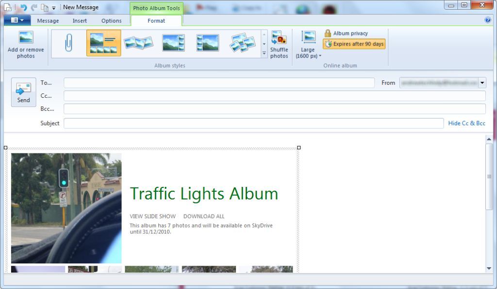 Windows Live Mail Photo Album Tools