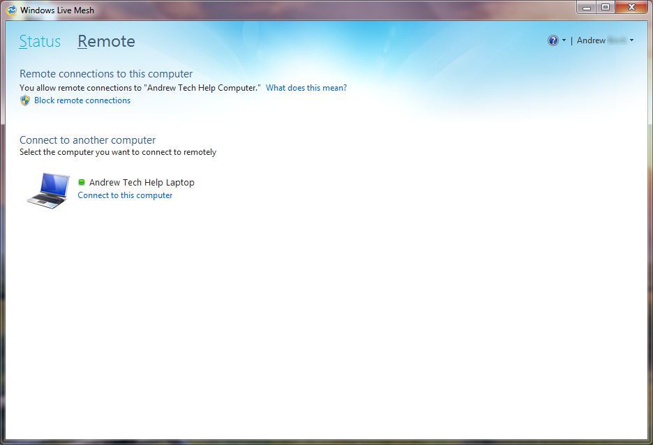 Windows Live Mesh Remote Access