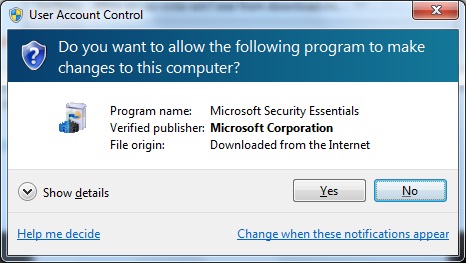 MSE UAC Prompt!