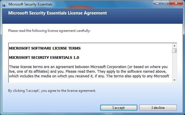 MSE Installer Legal Screen