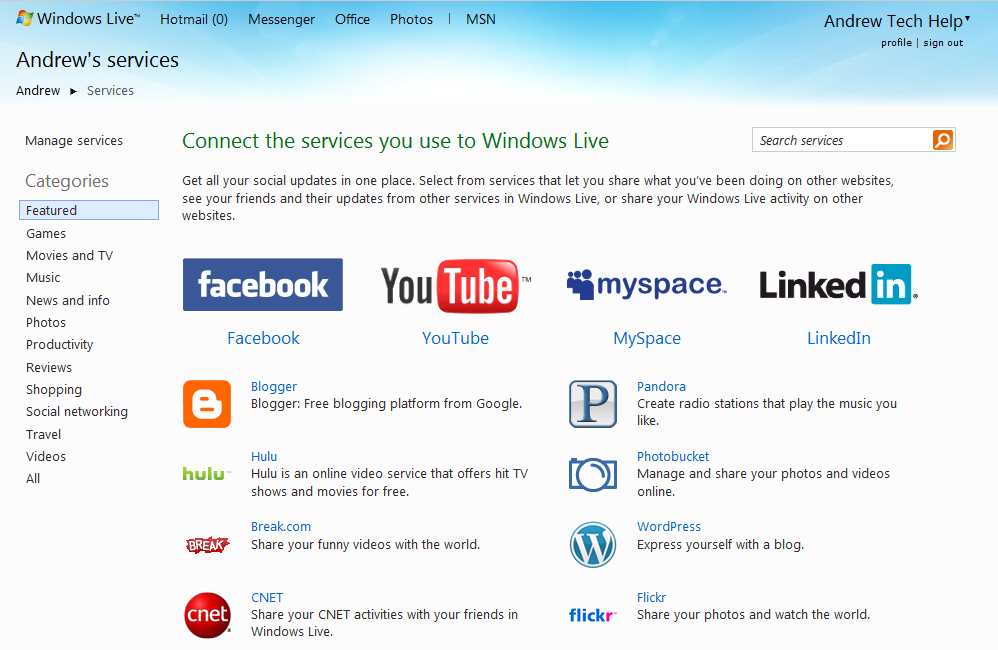 Windows Live Services