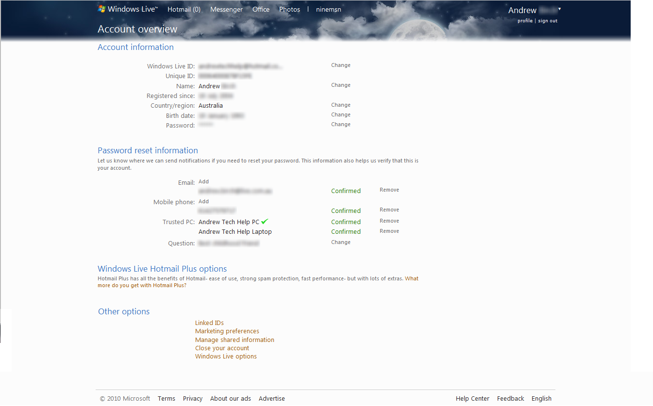 Windows Live Account