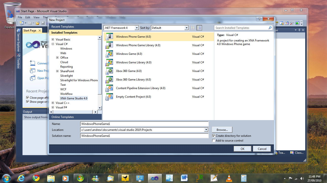 XNA Projects - Visual Studio