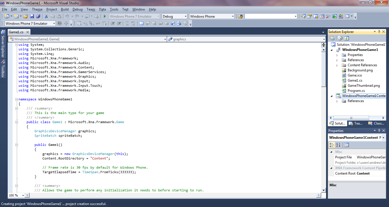 XNA Development Environment - Visual Studio