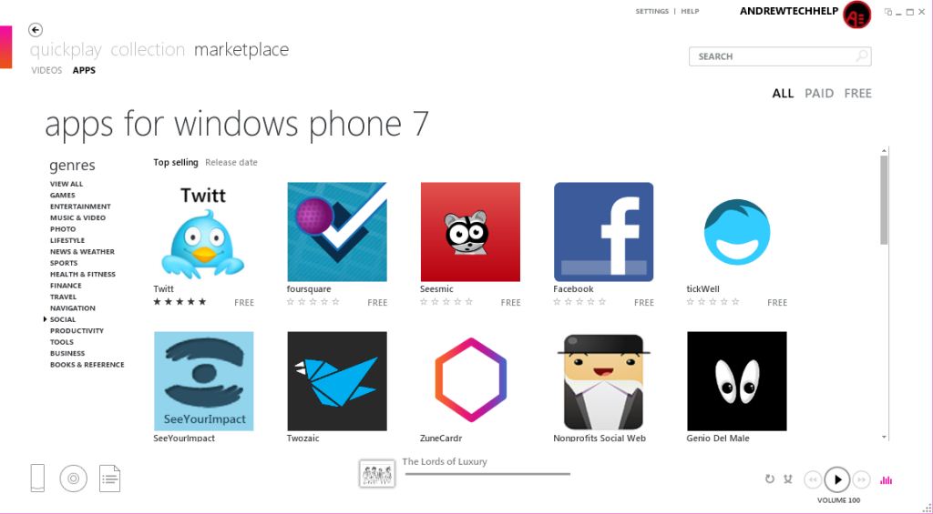 MarketPlace: Windows Phone 7 Category List